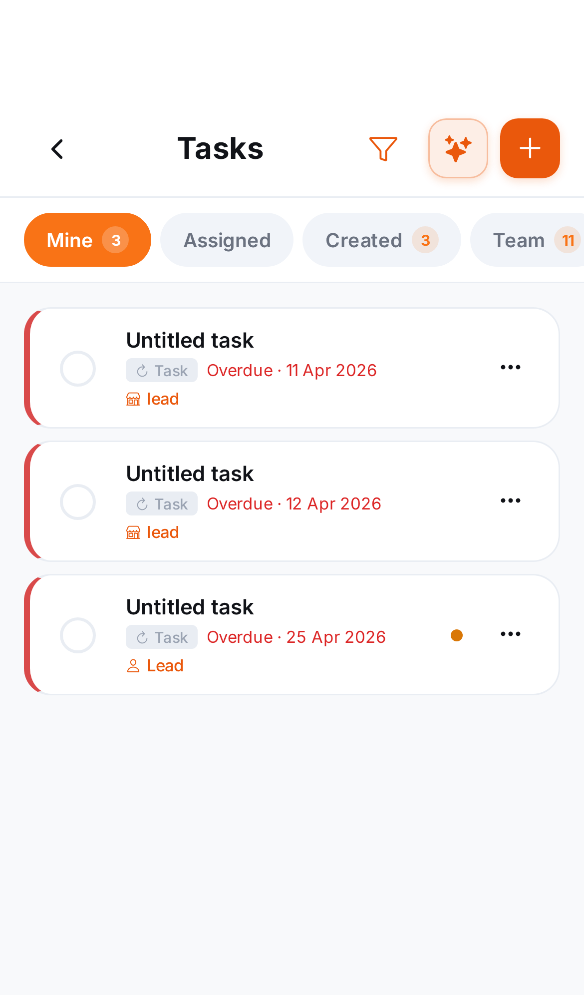 Closerr tasks and follow-ups list