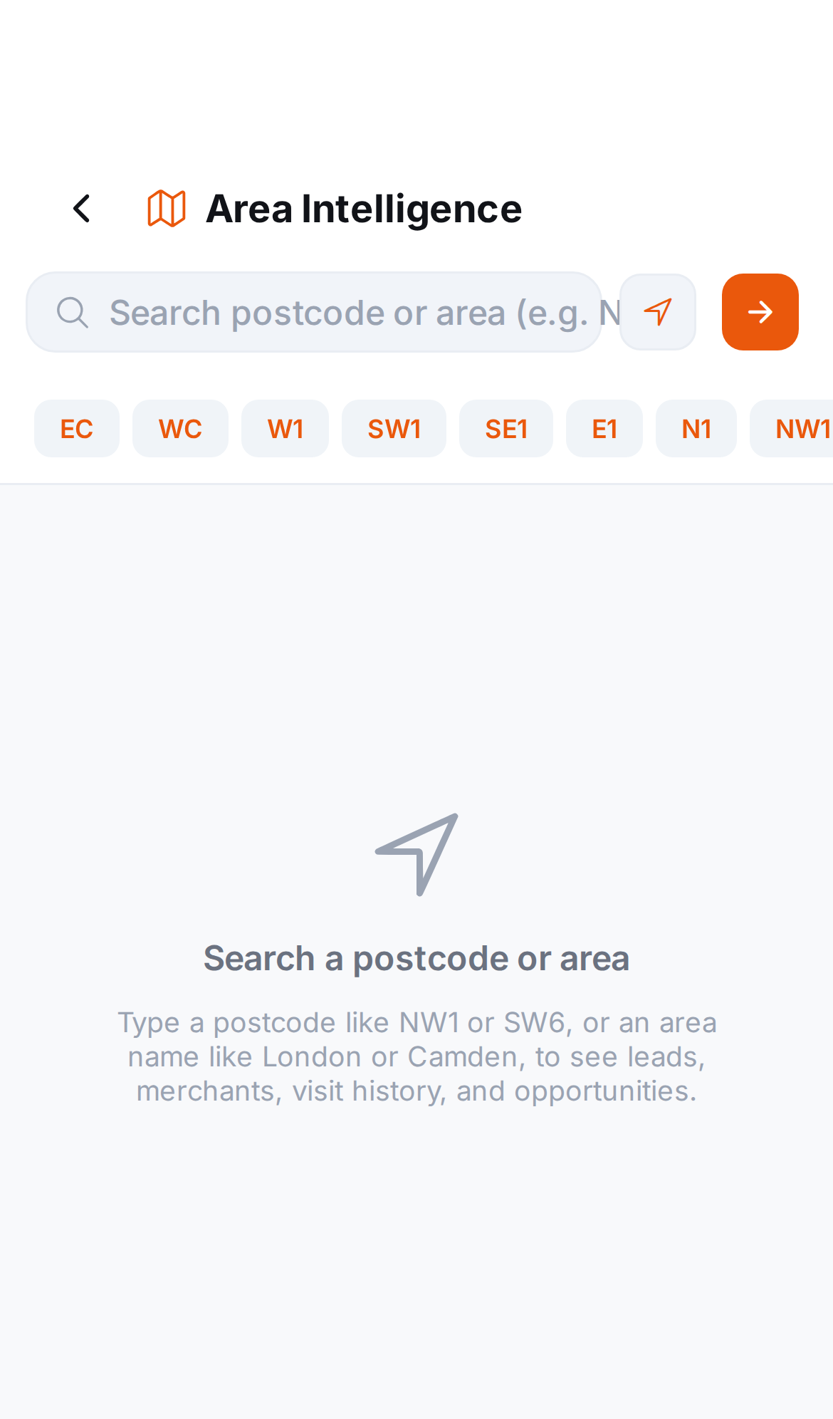 Closerr area intelligence search by postcode